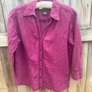 Eddie Bauer linen burgundy blouse